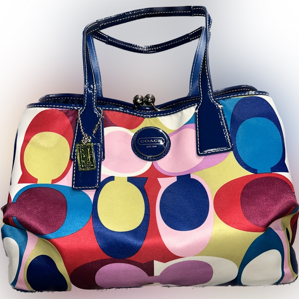 Coach signature scarf print satchel